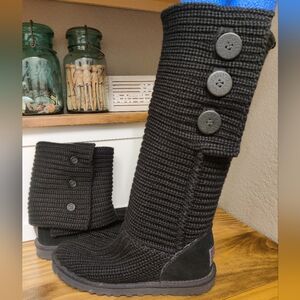 Black UGG Classic Cardy Sweater Boots